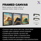Set of 3 framed canvas triptych showing close-up domes of the Dome of the Rock, Kaaba and Al-Masjid An-Nabawi in bold impressionist brushstrokes with vibrant blue and golden skies and birds in flight.