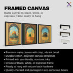 Set of 3 framed canvas triptych depicting Al-Masjid An-Nabawi, the Kaaba and the Dome of the Rock in warm golden mosaic style with vibrant floral arch borders, displayed above a neutral sofa.