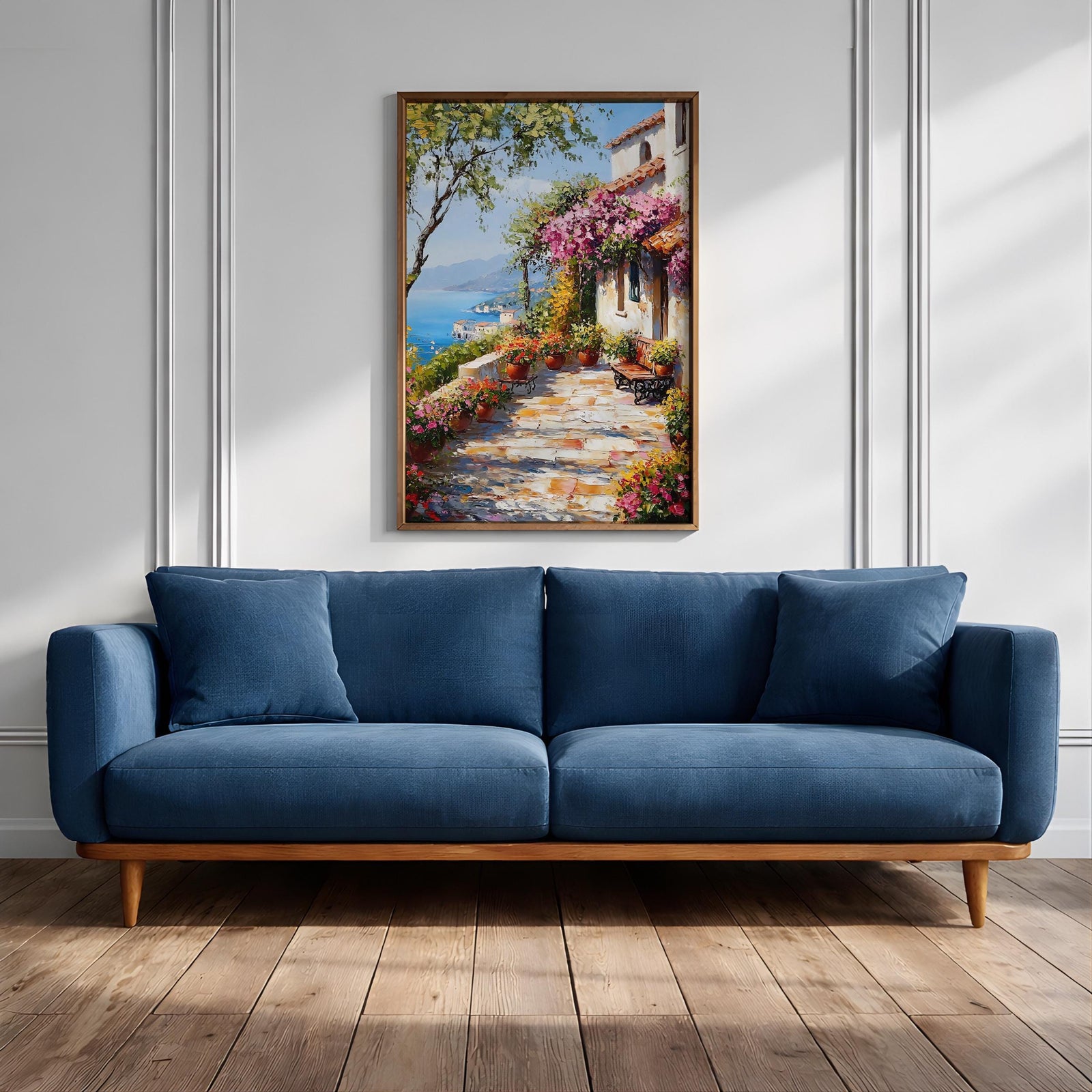Mediterranean Patio Wall Art: Italian Coastal Landscape Decor (Digital / Print / Canvas / Framed)
