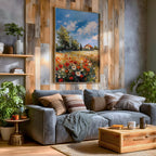 Tuscan Wildflower Impasto Print: Rustic Countryside Farmhouse Decor (Digital / Print / Canvas / Framed)