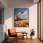 Tuscan Wildflower Impasto Print: Rustic Countryside Farmhouse Decor (Digital / Print / Canvas / Framed)