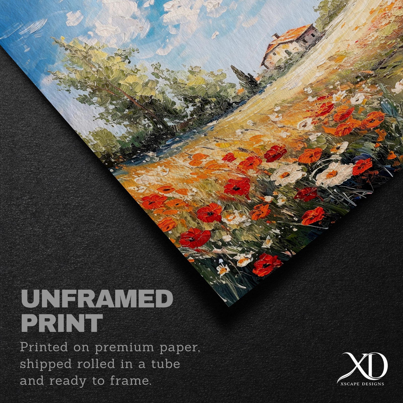 Tuscan Wildflower Impasto Print: Rustic Countryside Farmhouse Decor (Digital / Print / Canvas / Framed)