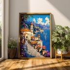 Amalfi Coast Impasto Wall Art: Vibrant Mediterranean Coastal Decor (Digital / Print / Canvas / Framed)