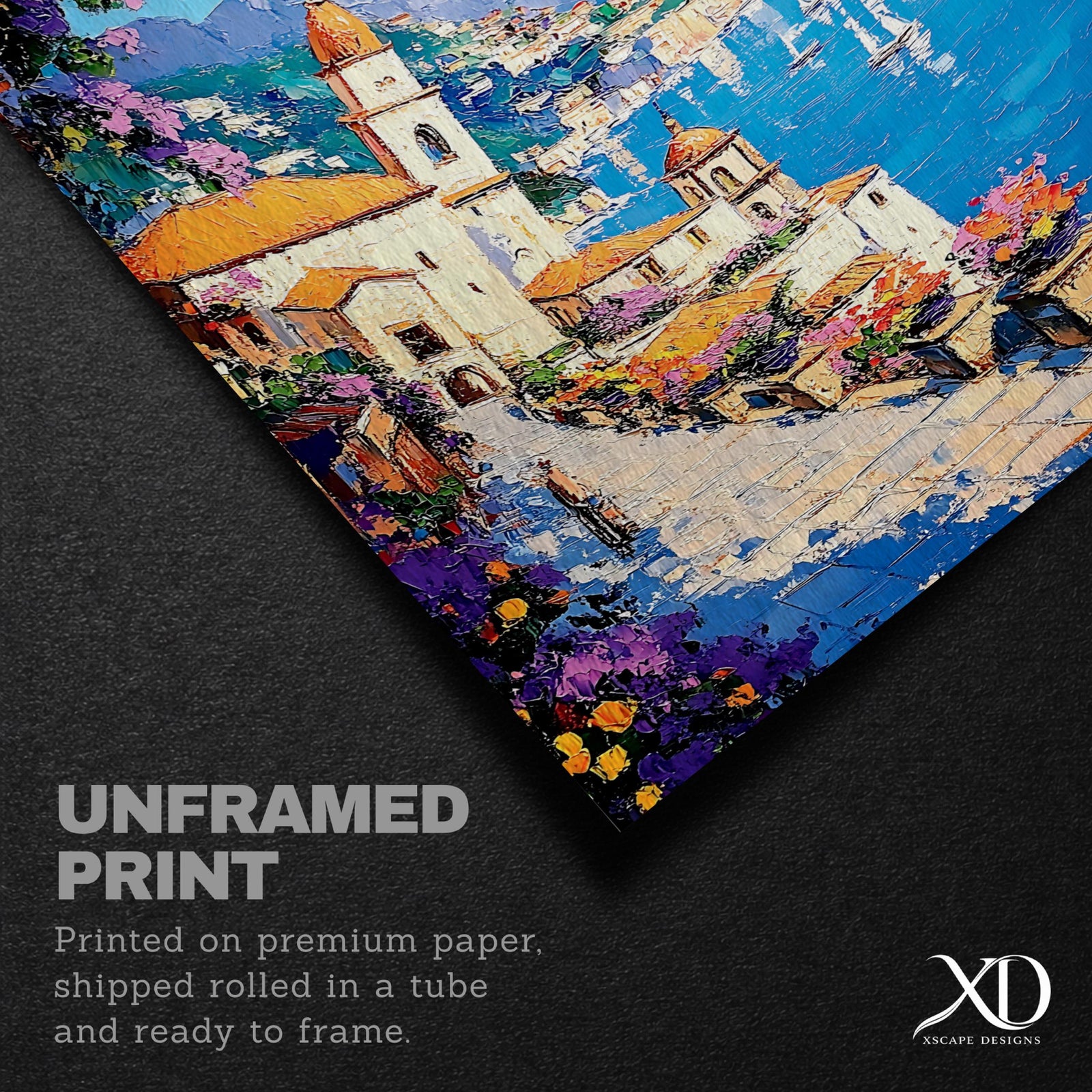 Amalfi Coast Impasto Wall Art: Vibrant Mediterranean Coastal Decor (Digital / Print / Canvas / Framed)
