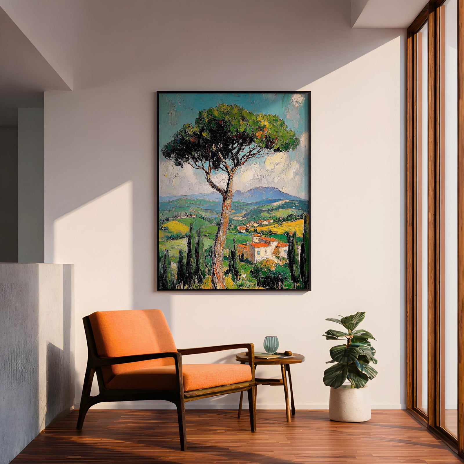 Tuscan Impasto Landscape Art: Rustic Italian Decor (Digital / Print / Canvas / Framed)