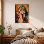 Stained Glass Virgin Mary Art: Blessed Mother Catholic Wall Print (Digital / Print / Canvas / Framed)