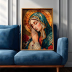 Stained Glass Virgin Mary Art: Blessed Mother Catholic Wall Print (Digital / Print / Canvas / Framed)