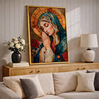 Stained Glass Virgin Mary Art: Blessed Mother Catholic Wall Print (Digital / Print / Canvas / Framed)