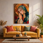 Stained Glass Virgin Mary Art: Blessed Mother Catholic Wall Print (Digital / Print / Canvas / Framed)