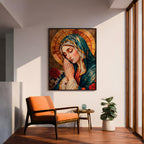 Stained Glass Virgin Mary Art: Blessed Mother Catholic Wall Print (Digital / Print / Canvas / Framed)