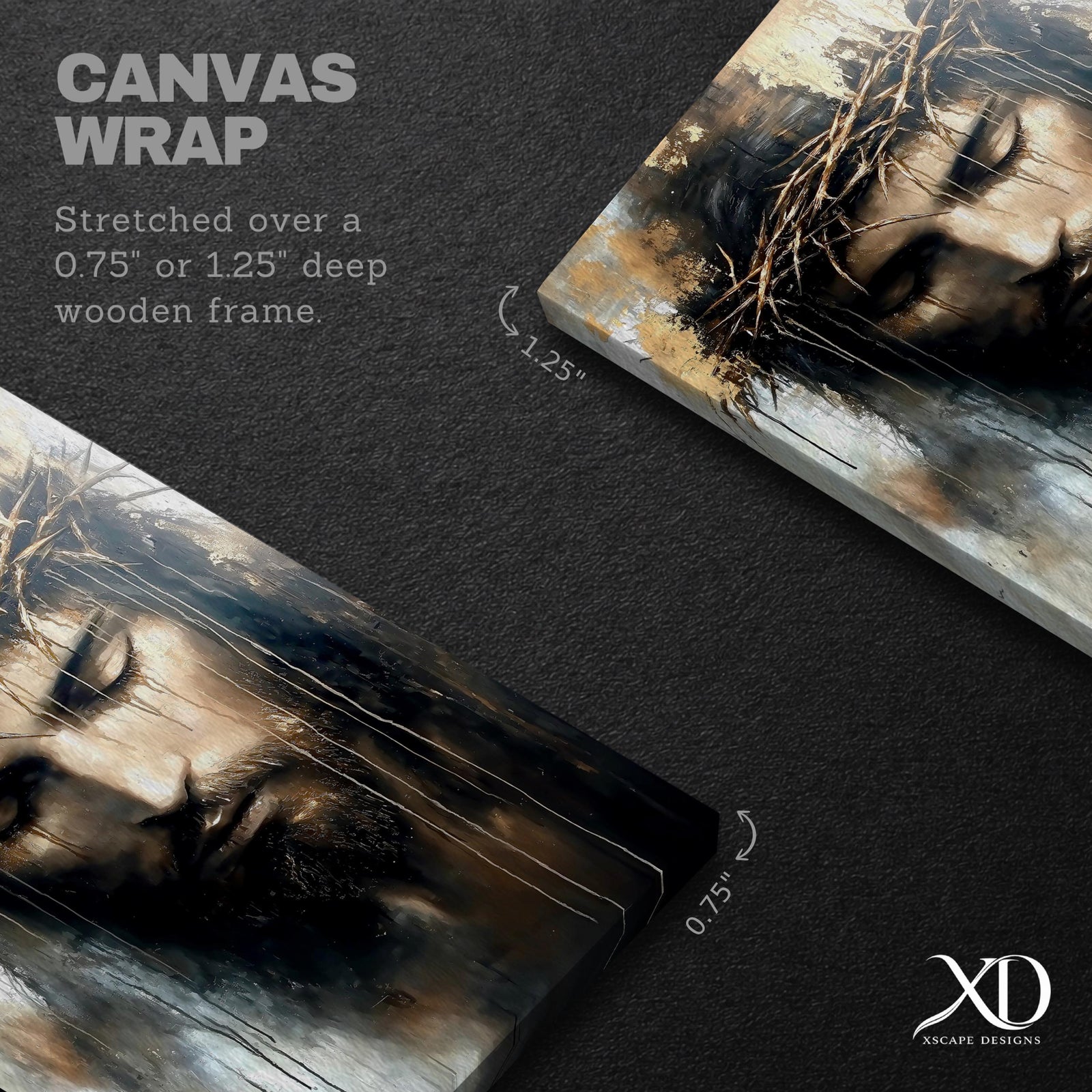 Jesus Crown of Thorns Gold Portrait Art: Sacred Christian Decor (Digital / Print / Canvas / Framed)