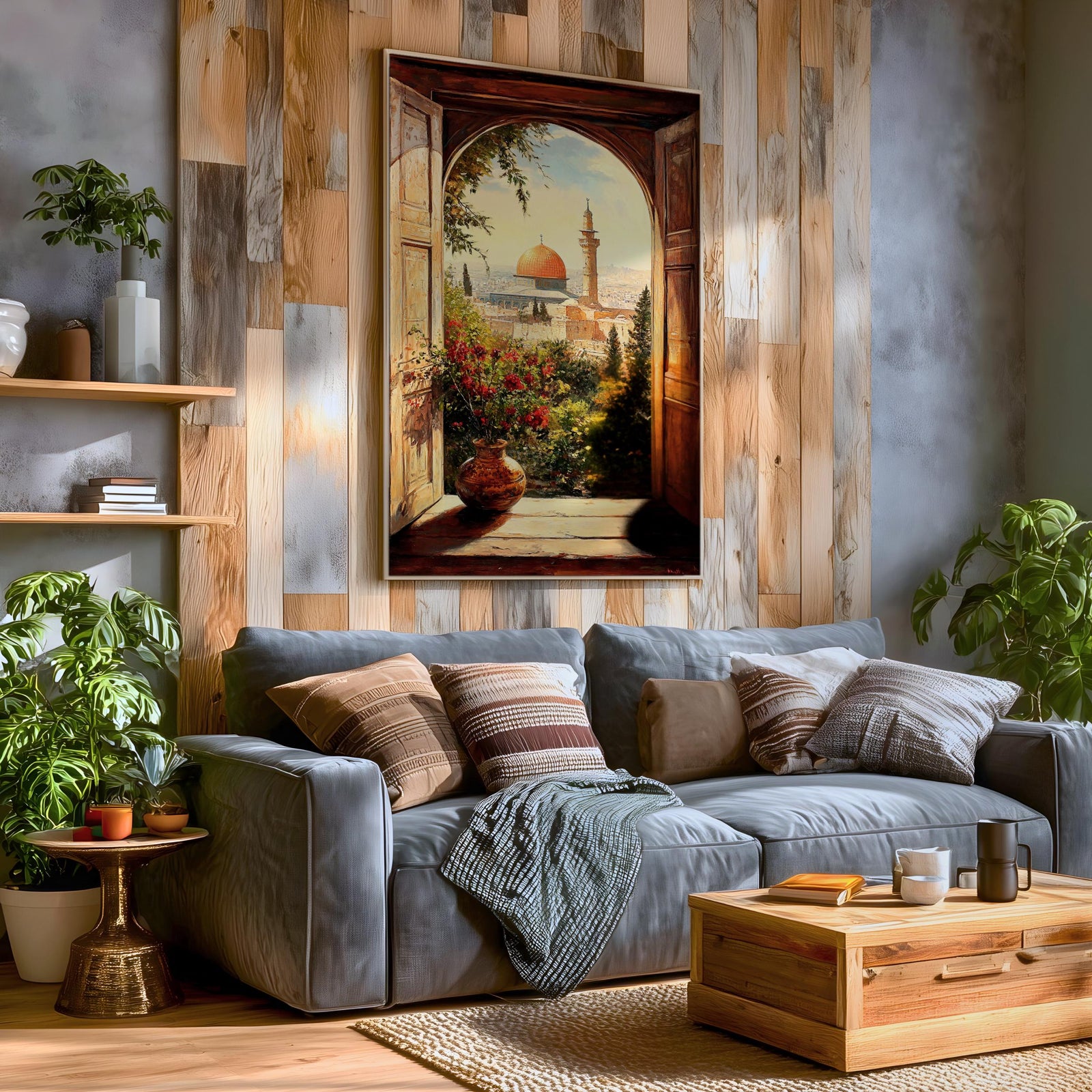 Dome of the Rock Window View Art Print: Islamic Jerusalem Decor (Digital / Print / Canvas / Framed)