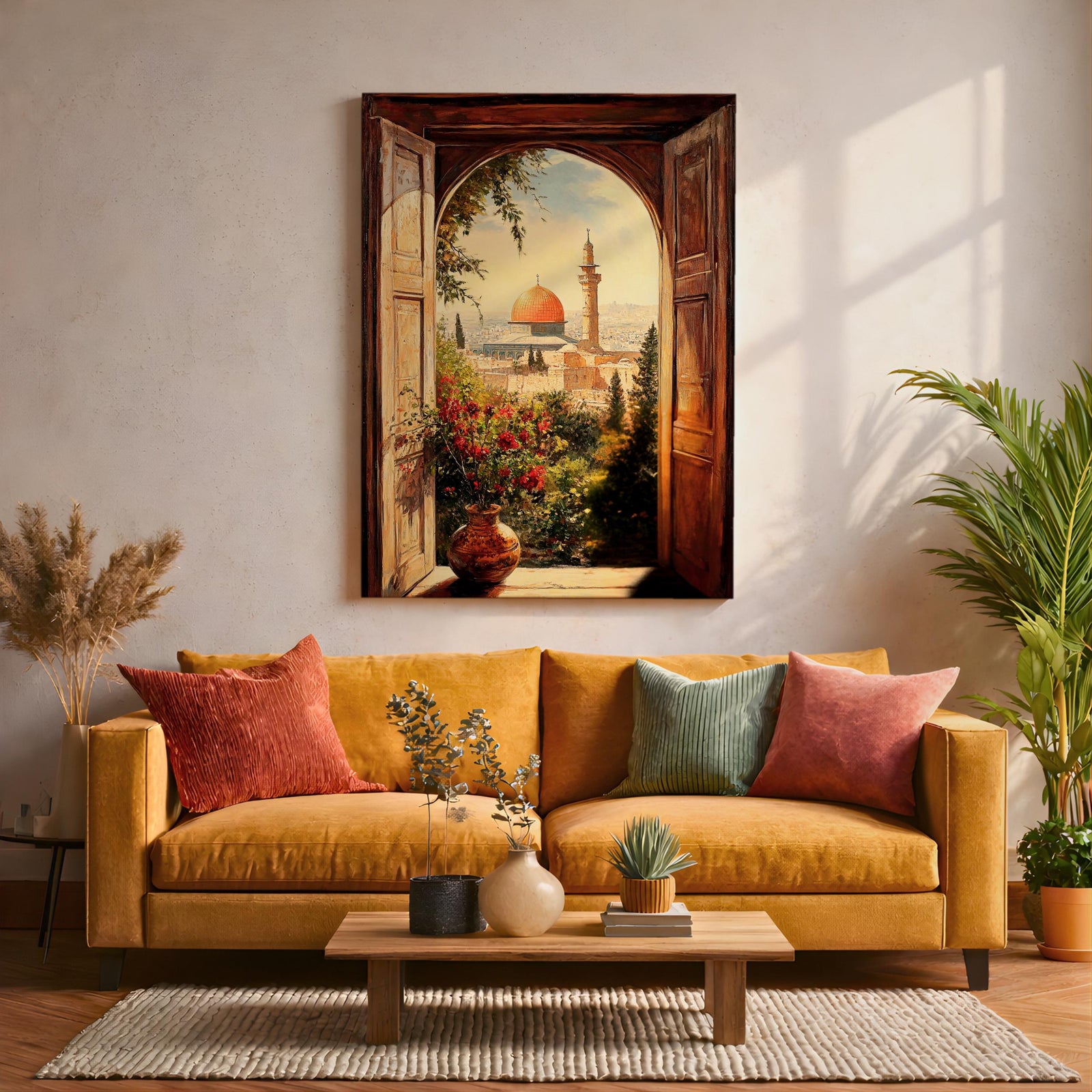 Dome of the Rock Window View Art Print: Islamic Jerusalem Decor (Digital / Print / Canvas / Framed)
