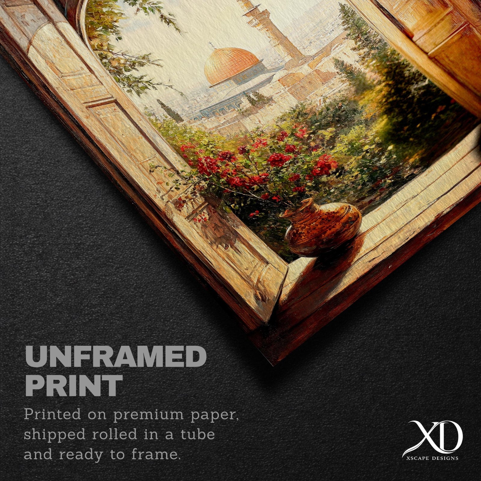 Dome of the Rock Window View Art Print: Islamic Jerusalem Decor (Digital / Print / Canvas / Framed)