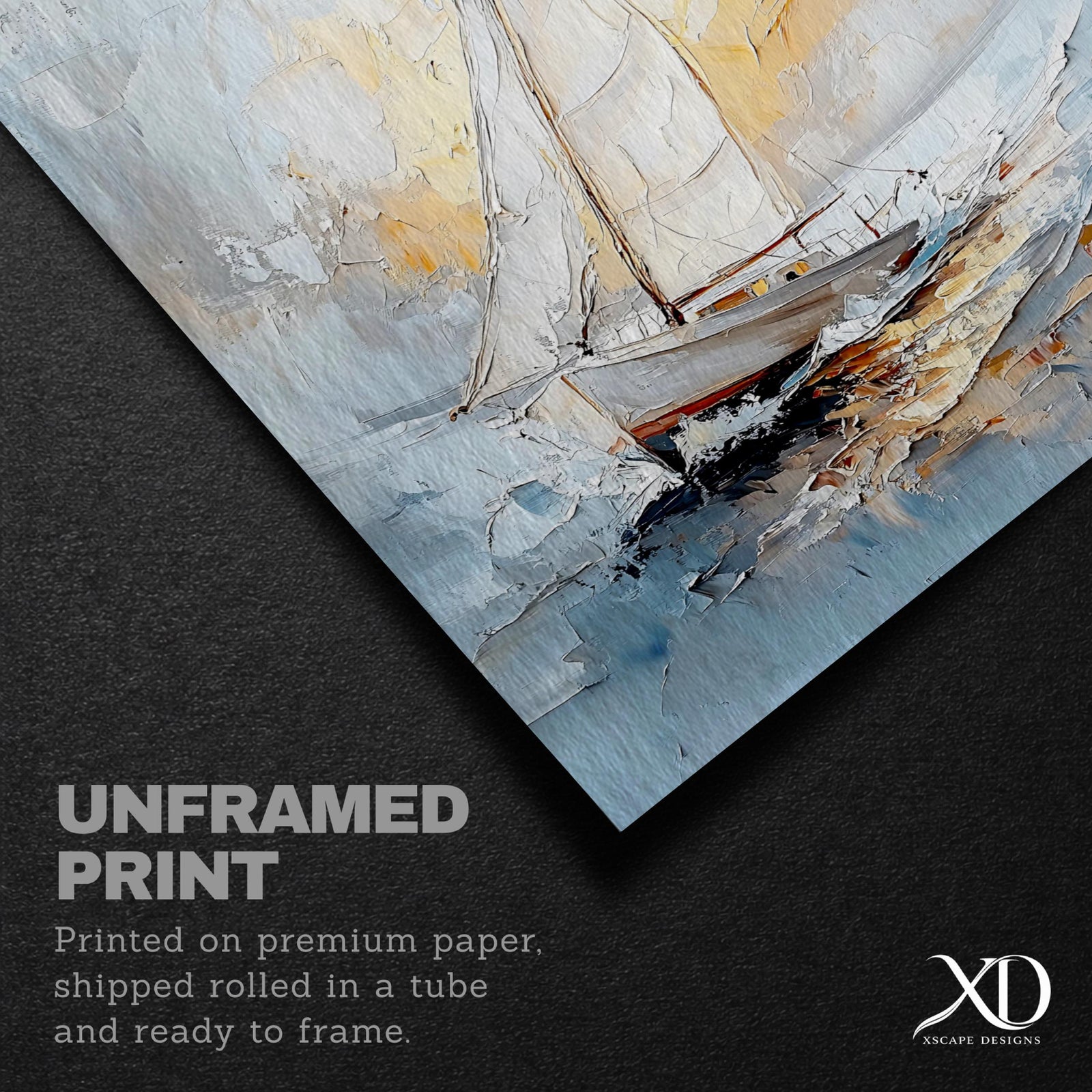 Sailboat Seascape Print: Vintage Nautical Ocean Wall Art (Digital / Print / Canvas / Framed)