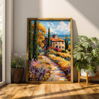 Italian Villa Impasto Painting Print: Mediterranean Countryside Decor (Digital / Print / Canvas / Framed)