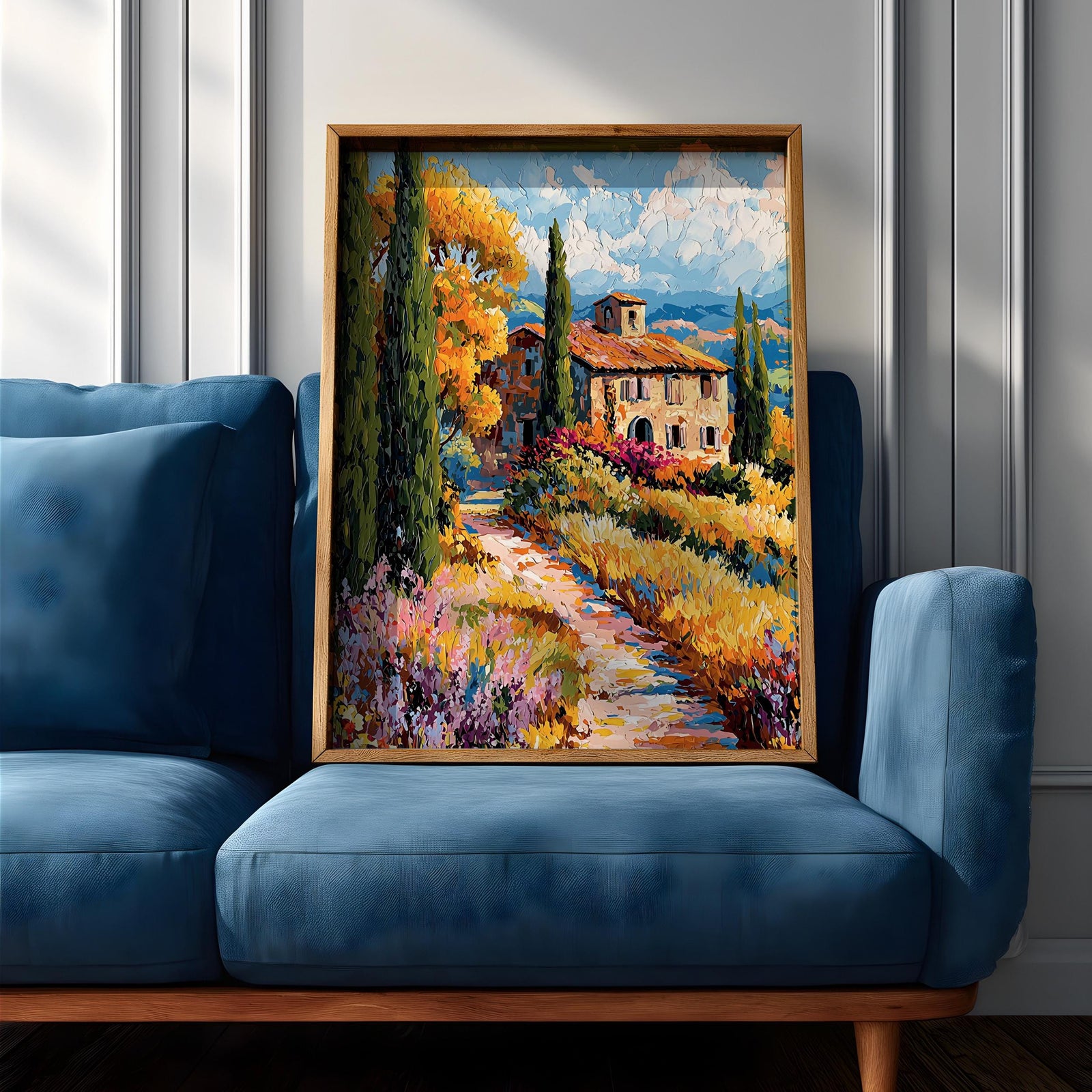 Italian Villa Impasto Painting Print: Mediterranean Countryside Decor (Digital / Print / Canvas / Framed)