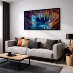 Fantasy Cave Painting: Vibrant Stalactite Grotto Art (Digital / Print / Canvas / Framed)