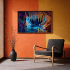 Fantasy Cave Painting: Vibrant Stalactite Grotto Art (Digital / Print / Canvas / Framed)