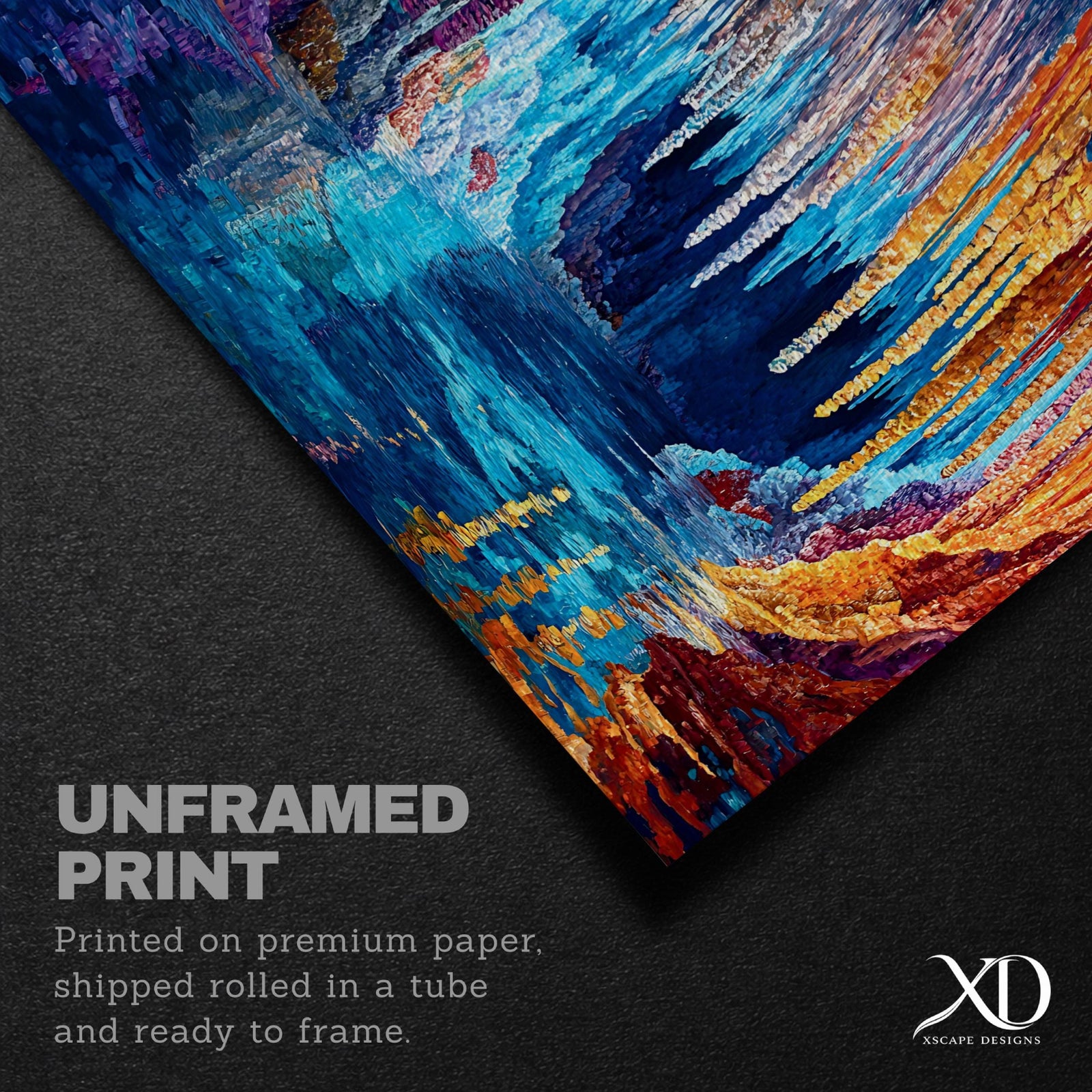 Fantasy Cave Painting: Vibrant Stalactite Grotto Art (Digital / Print / Canvas / Framed)