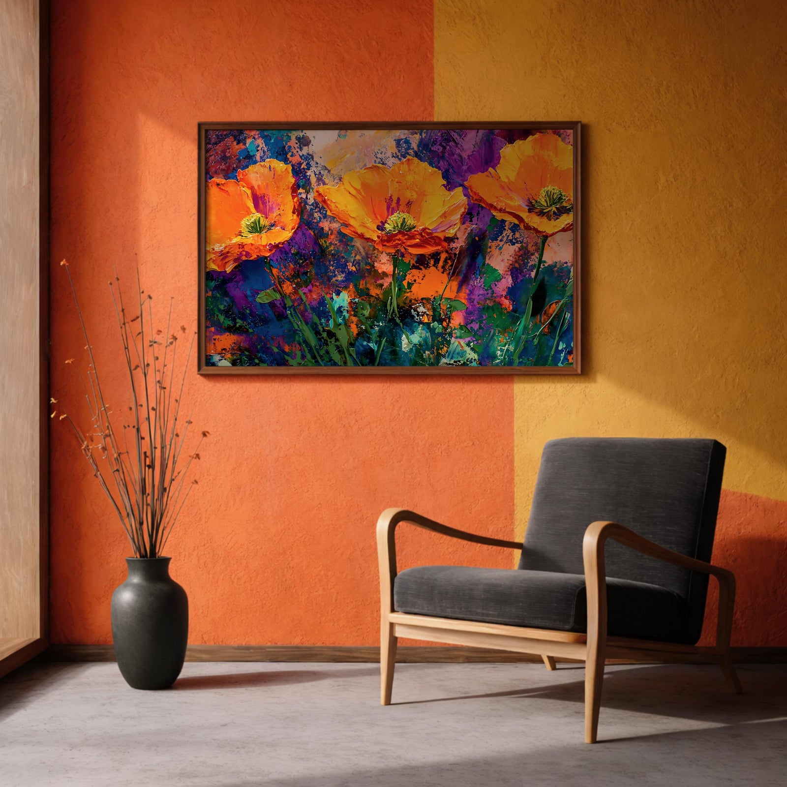 Poppy Flowers Oil Painting Print: Vibrant Botanical Wall Art (Digital / Print / Canvas / Framed)