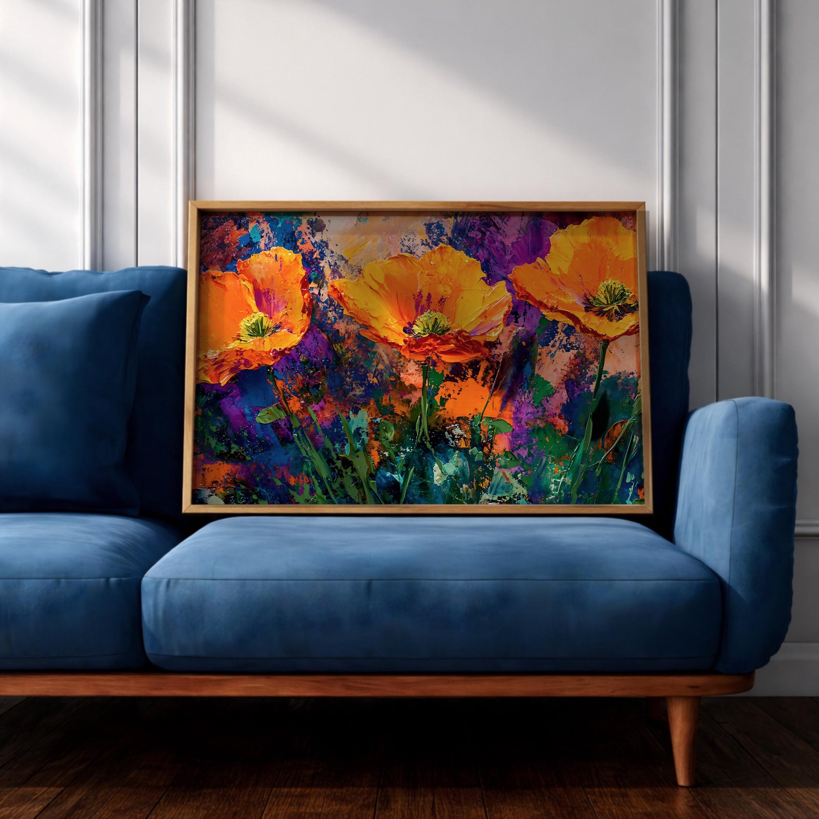 Poppy Flowers Oil Painting Print: Vibrant Botanical Wall Art (Digital / Print / Canvas / Framed)
