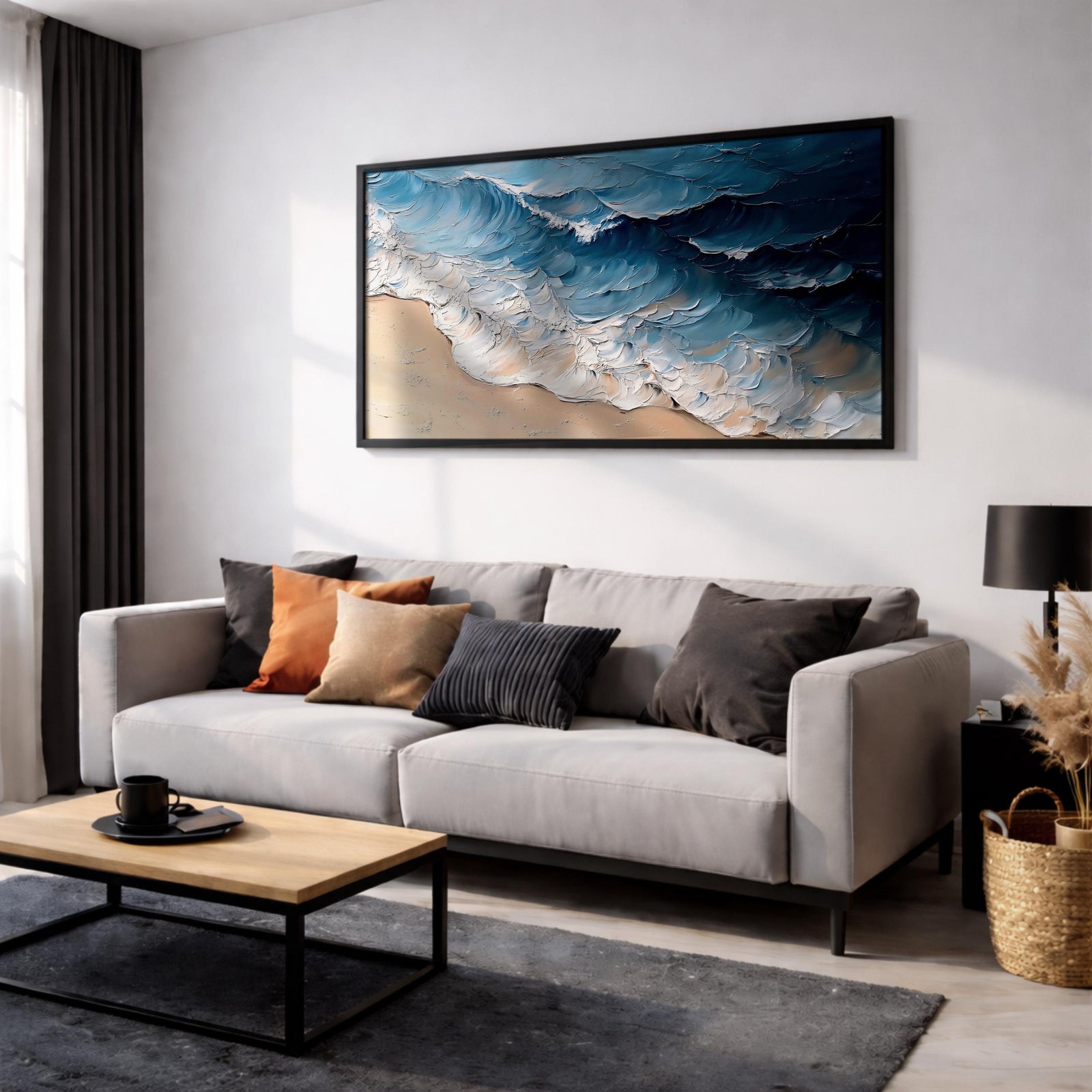 Ocean Waves Wall Art Print: Moody Coastal Seascape Painting (Digital / Print / Canvas / Framed)