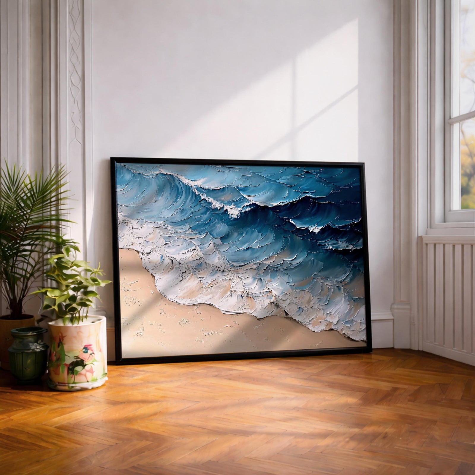 Ocean Waves Wall Art Print: Moody Coastal Seascape Painting (Digital / Print / Canvas / Framed)