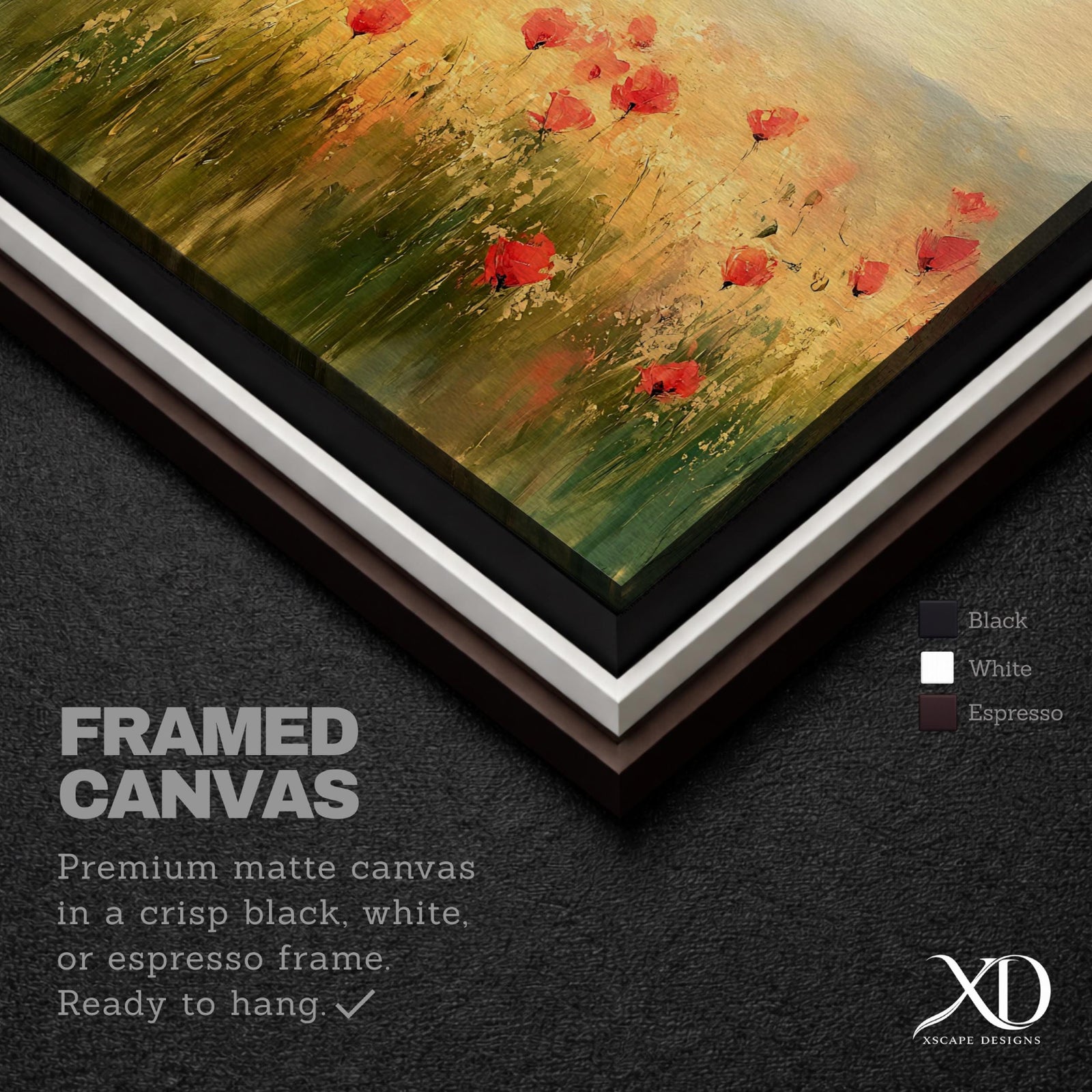 Poppy Field Wall Art Print: Vintage Botanical Landscape Decor (Digital / Print / Canvas / Framed)