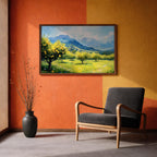 Lemon Orchard Wall Art: Mediterranean Coastal Landscape (Digital / Print / Canvas / Framed)