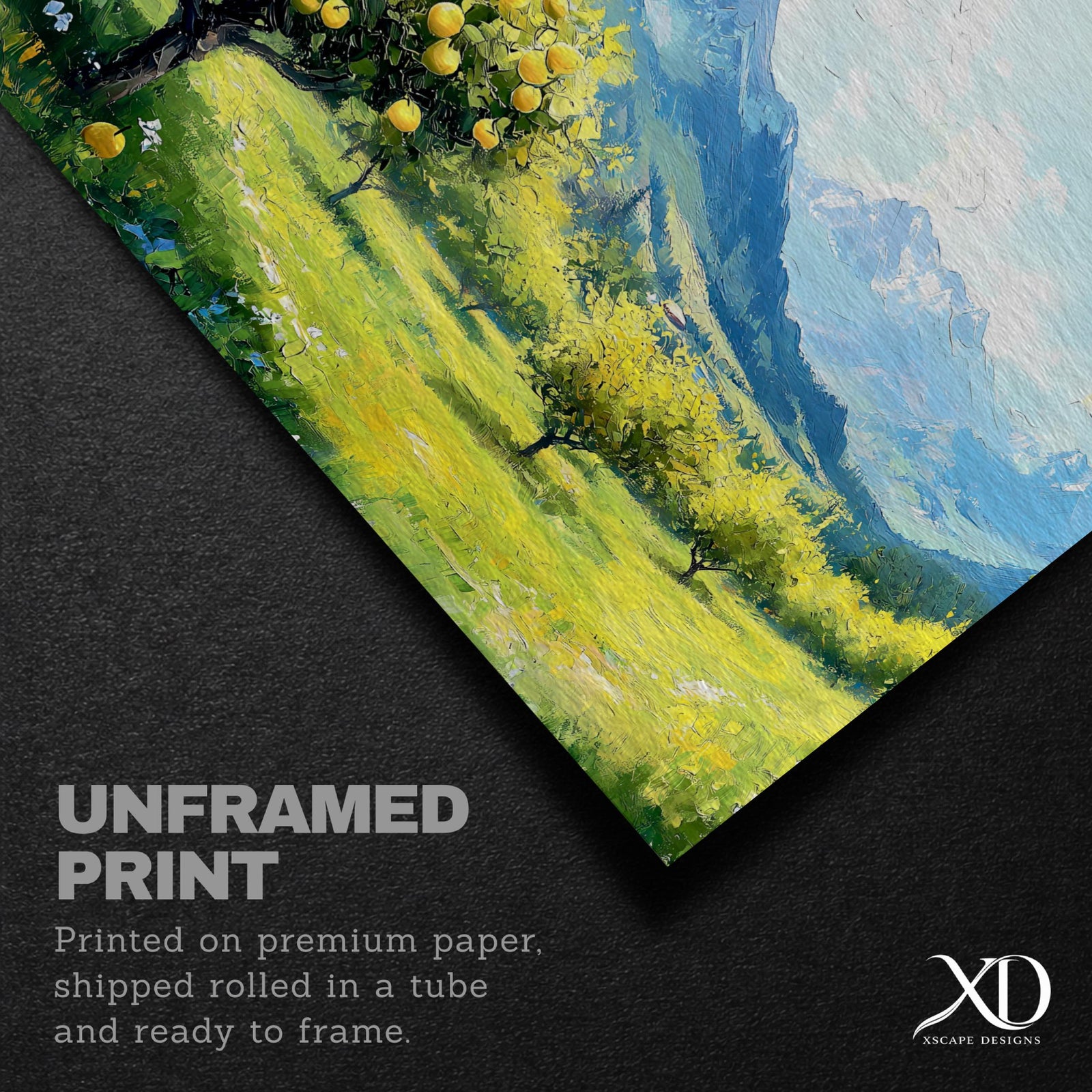 Lemon Orchard Wall Art: Mediterranean Coastal Landscape (Digital / Print / Canvas / Framed)