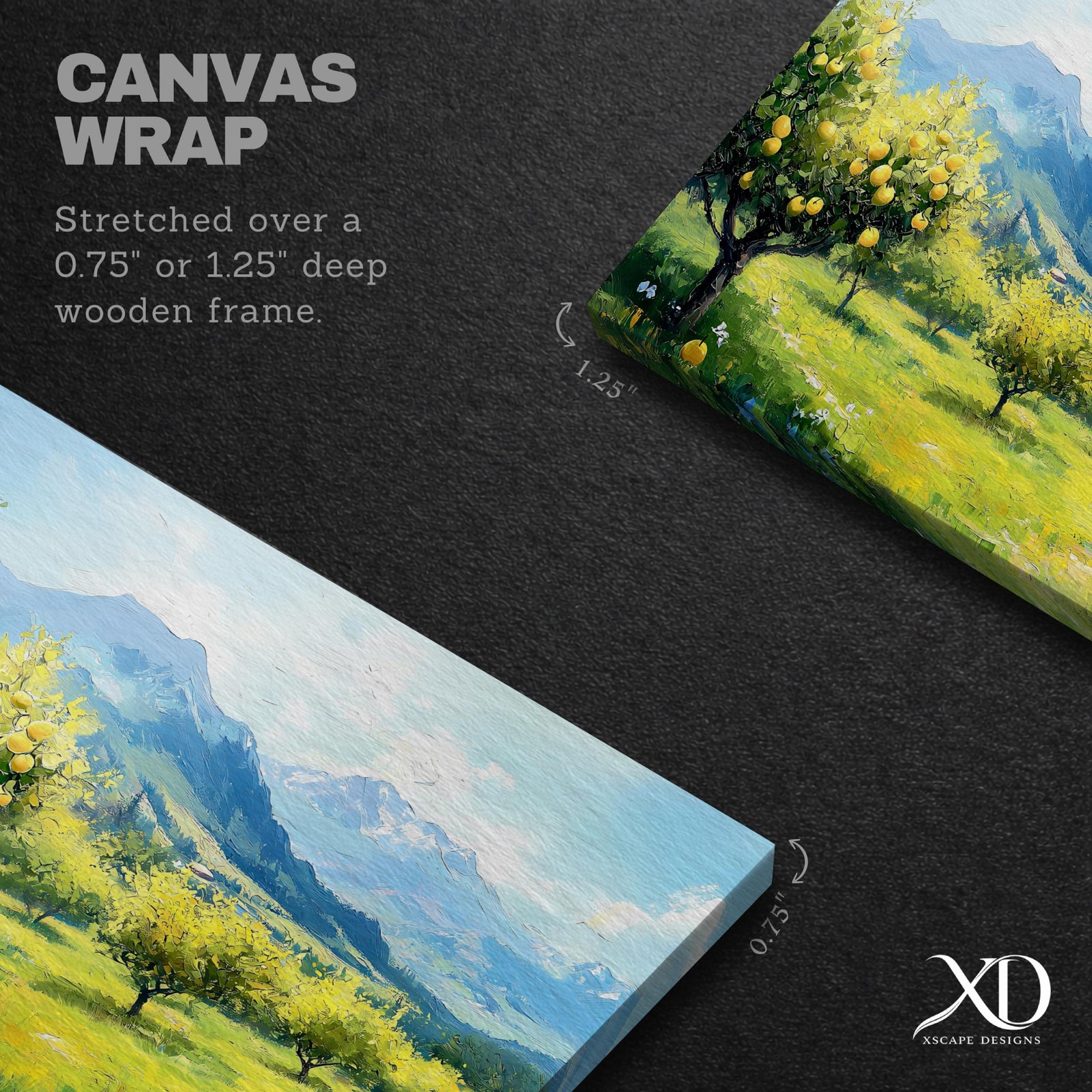 Lemon Orchard Wall Art: Mediterranean Coastal Landscape (Digital / Print / Canvas / Framed)