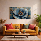Blue Flower Oil Painting Print: Elegant Botanical Wall Art (Digital / Print / Canvas / Framed)