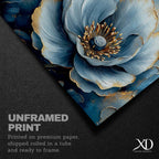 Blue Flower Oil Painting Print: Elegant Botanical Wall Art (Digital / Print / Canvas / Framed)