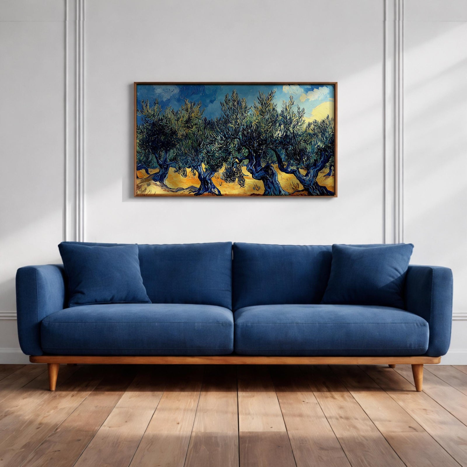 Olive Grove Landscape Painting: Rustic Mediterranean Art (Digital / Print / Canvas / Framed)