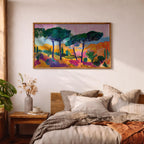 Mediterranean Landscape Art: Italian Coastal Watercolor (Digital / Print / Canvas / Framed)