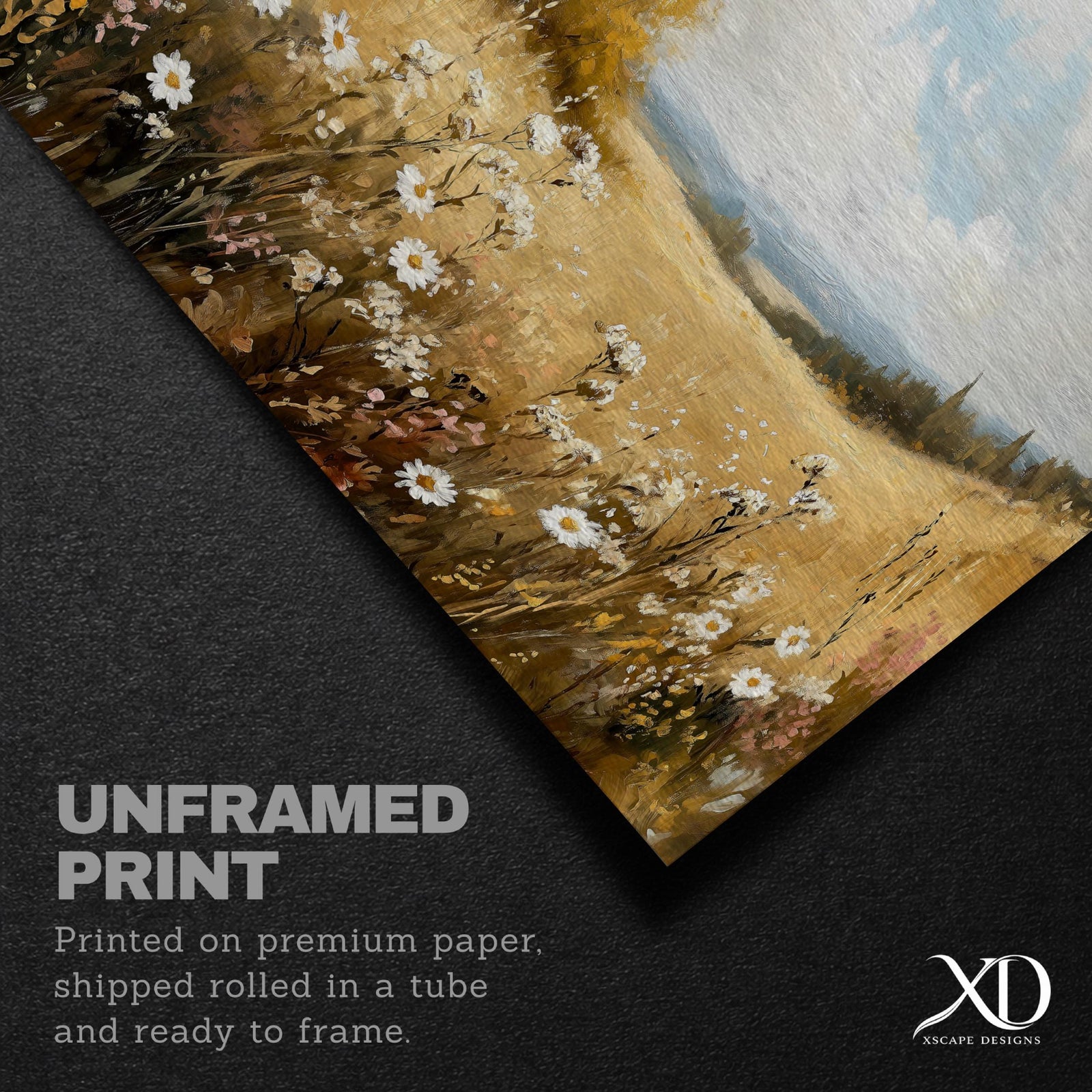 Wildflower Meadow Art Print: Vintage Rustic Landscape Wall Decor (Digital / Print / Canvas / Framed)