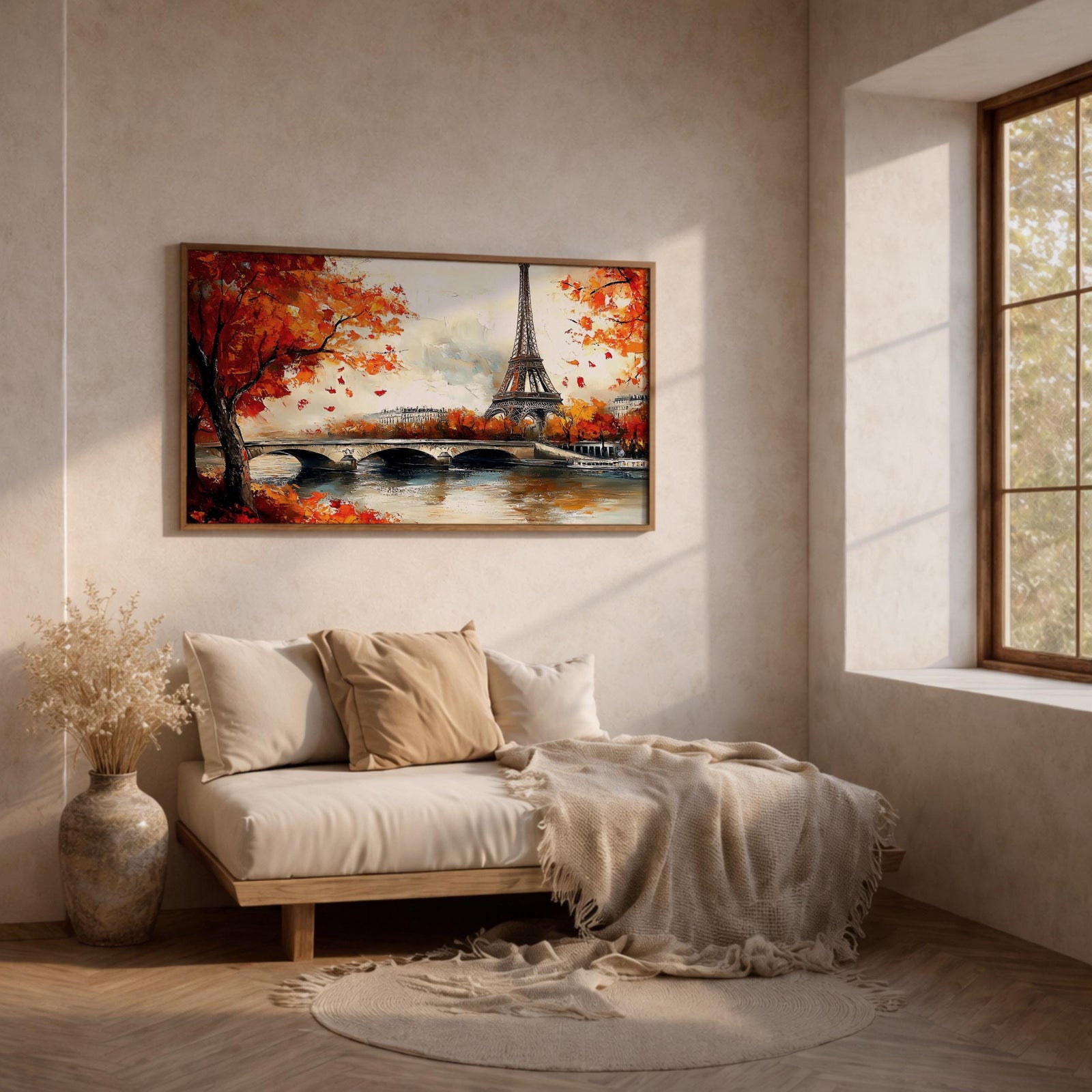 Eiffel Tower Paris Art Print: Romantic Autumn French Wall Decor (Digital / Print / Canvas / Framed)