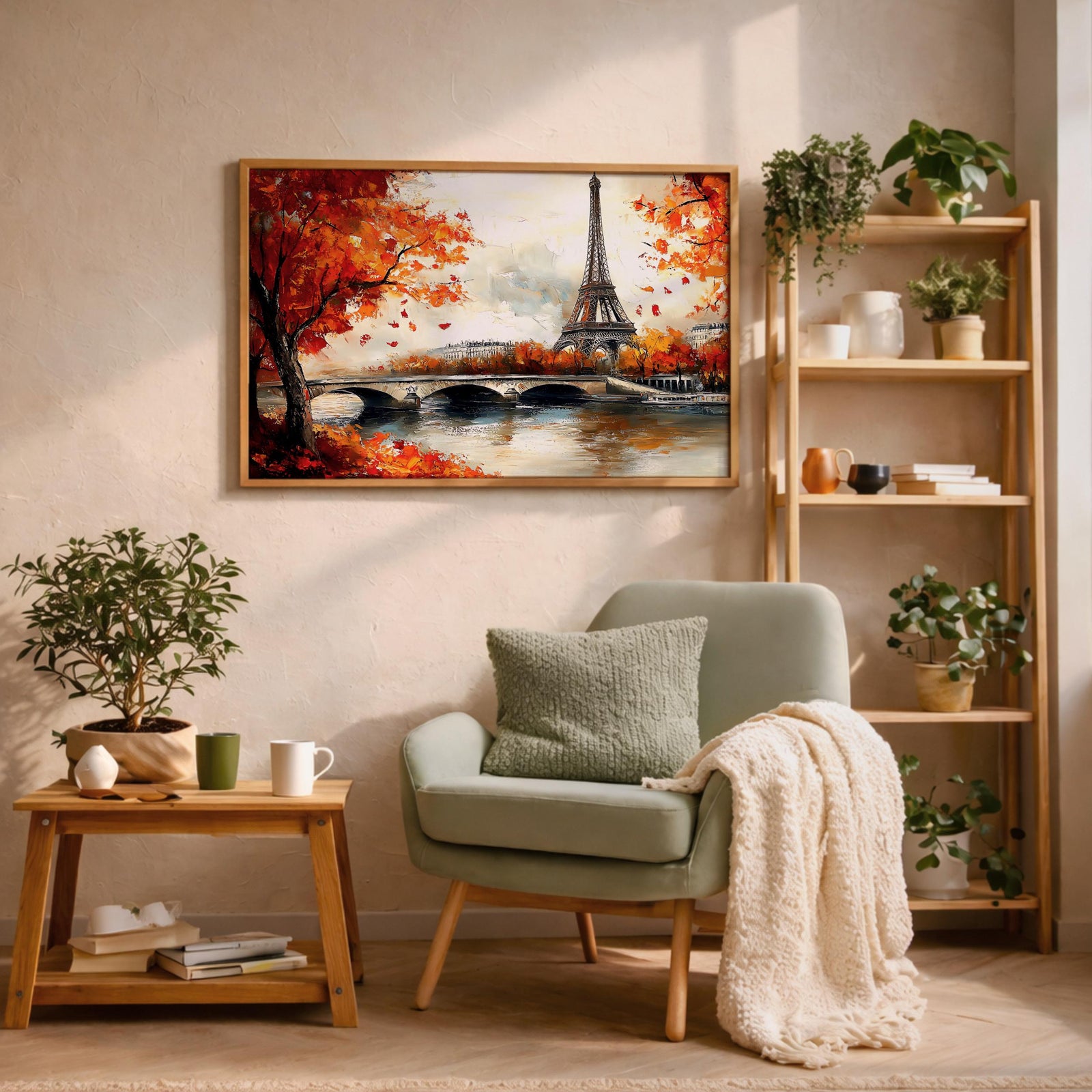 Eiffel Tower Paris Art Print: Romantic Autumn French Wall Decor (Digital / Print / Canvas / Framed)