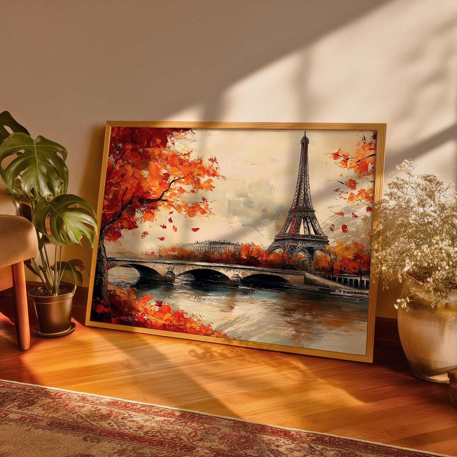 Eiffel Tower Paris Art Print: Romantic Autumn French Wall Decor (Digital / Print / Canvas / Framed)