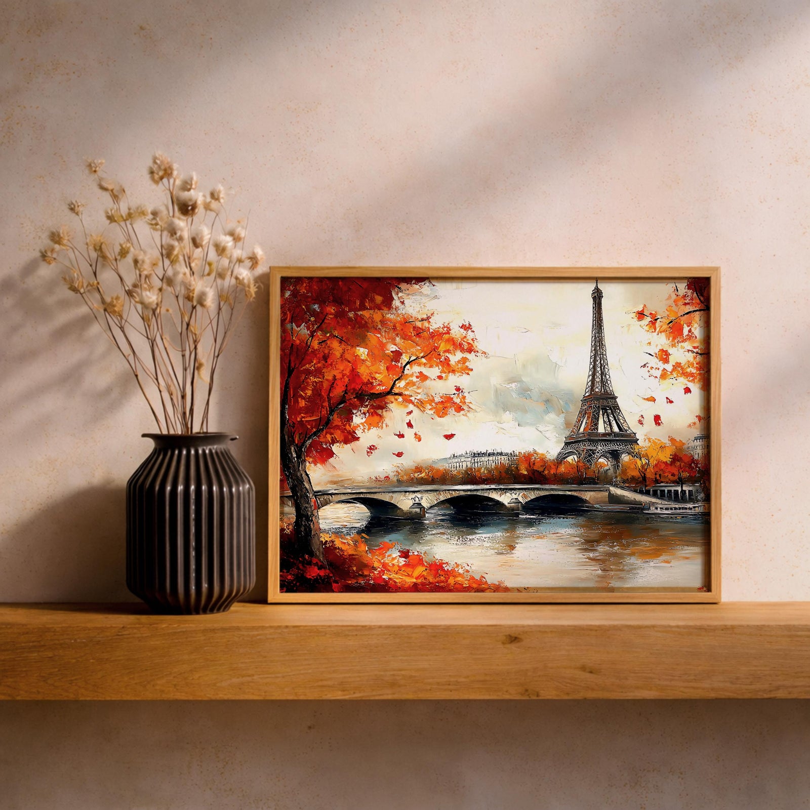 Eiffel Tower Paris Art Print: Romantic Autumn French Wall Decor (Digital / Print / Canvas / Framed)