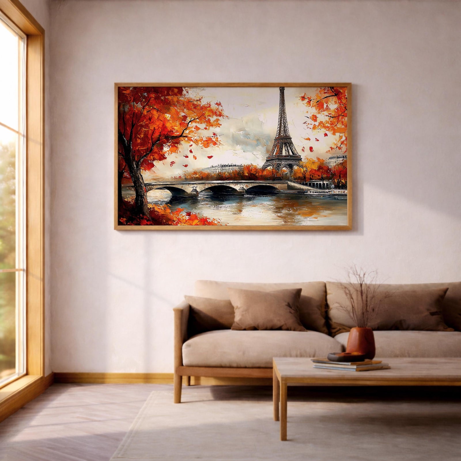 Eiffel Tower Paris Art Print: Romantic Autumn French Wall Decor (Digital / Print / Canvas / Framed)