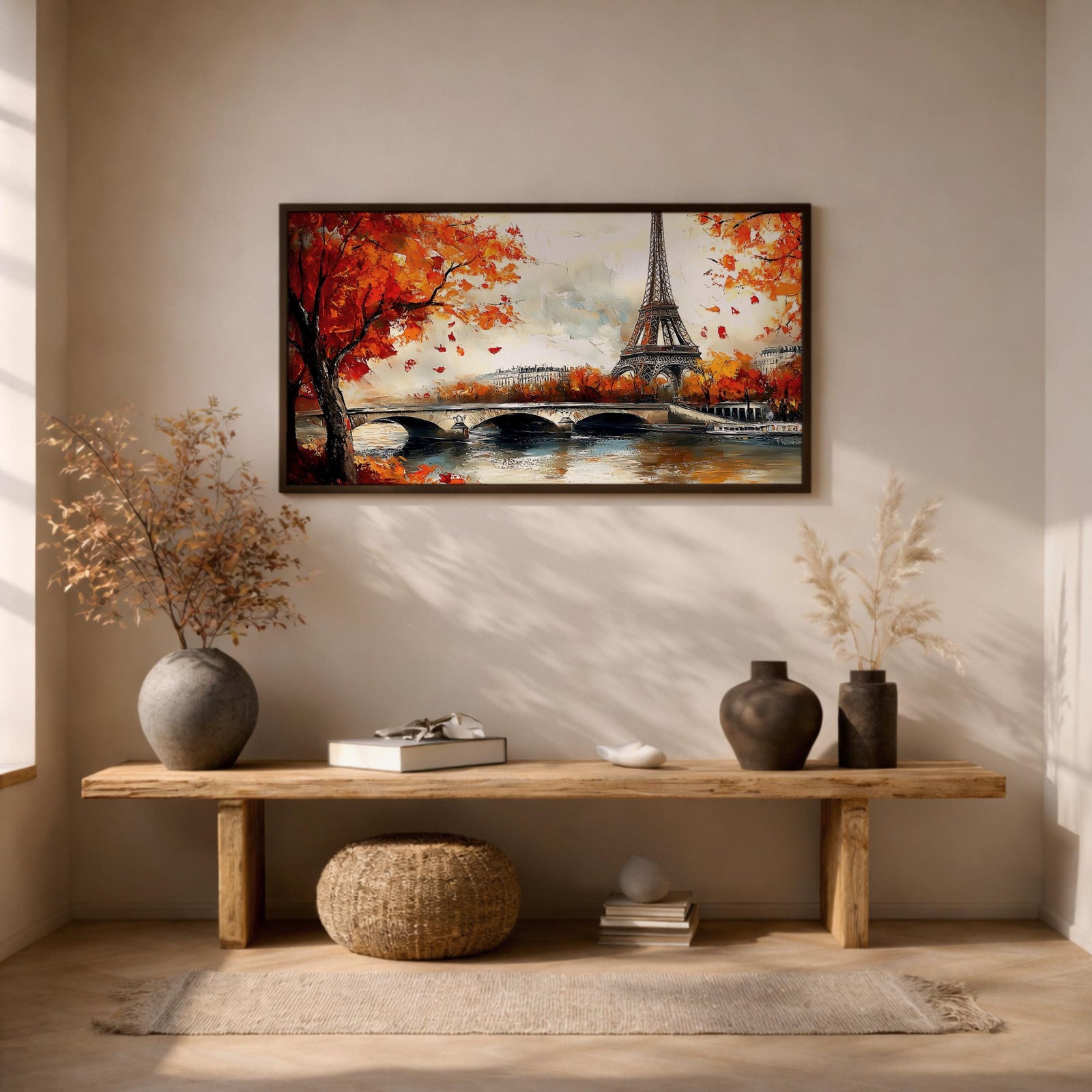 Eiffel Tower Paris Art Print: Romantic Autumn French Wall Decor (Digital / Print / Canvas / Framed)