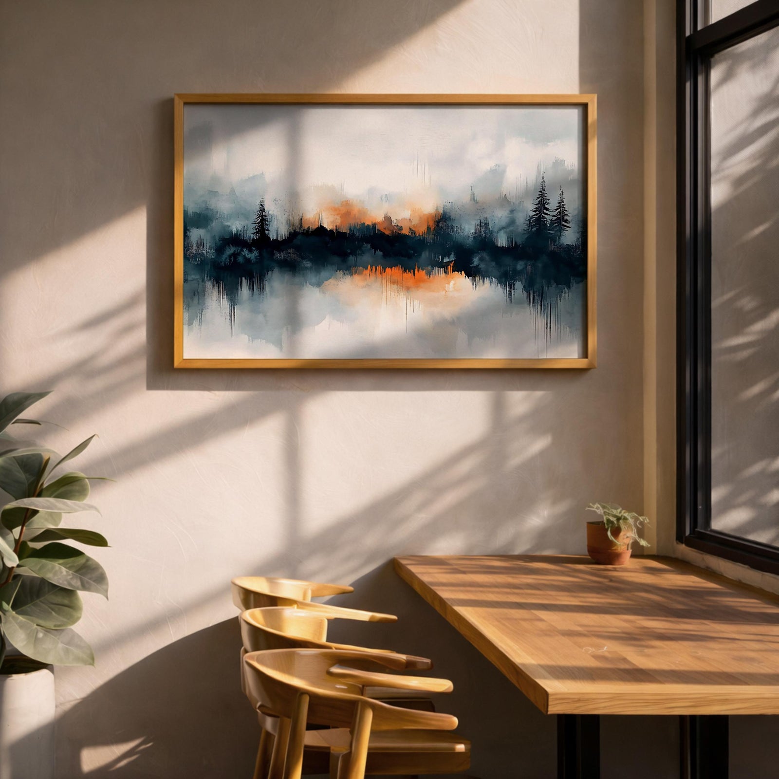 Misty Forest Watercolor Print: Calm Nature Landscape Wall Art (Digital / Print / Canvas / Framed)