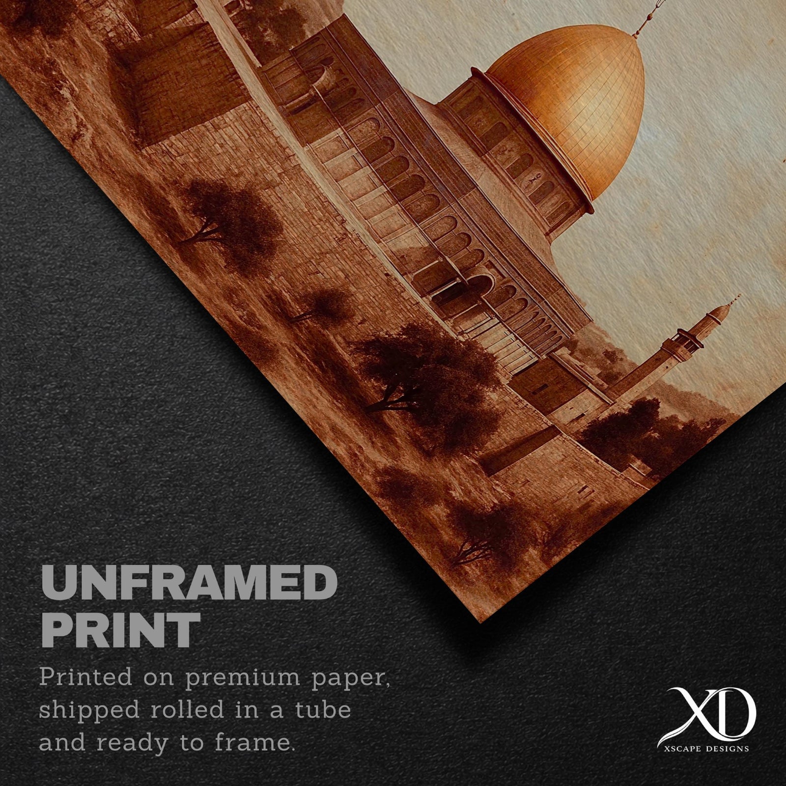 Dome of the Rock Vintage Sepia Print: Islamic Sacred Jerusalem Art (Digital / Print / Canvas / Framed)