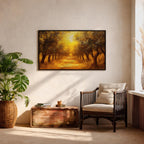 Golden Olive Grove Landscape Print: Rustic Mediterranean Art (Digital / Print / Canvas / Framed)