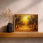 Golden Olive Grove Landscape Print: Rustic Mediterranean Art (Digital / Print / Canvas / Framed)