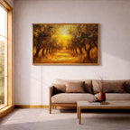 Golden Olive Grove Landscape Print: Rustic Mediterranean Art (Digital / Print / Canvas / Framed)