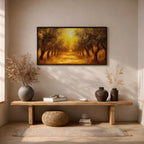Golden Olive Grove Landscape Print: Rustic Mediterranean Art (Digital / Print / Canvas / Framed)