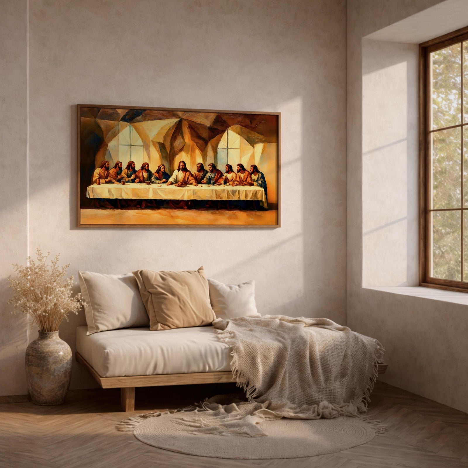 Last Supper Oil Painting Print: Biblical Christian Wall Art (Digital / Print / Canvas / Framed)